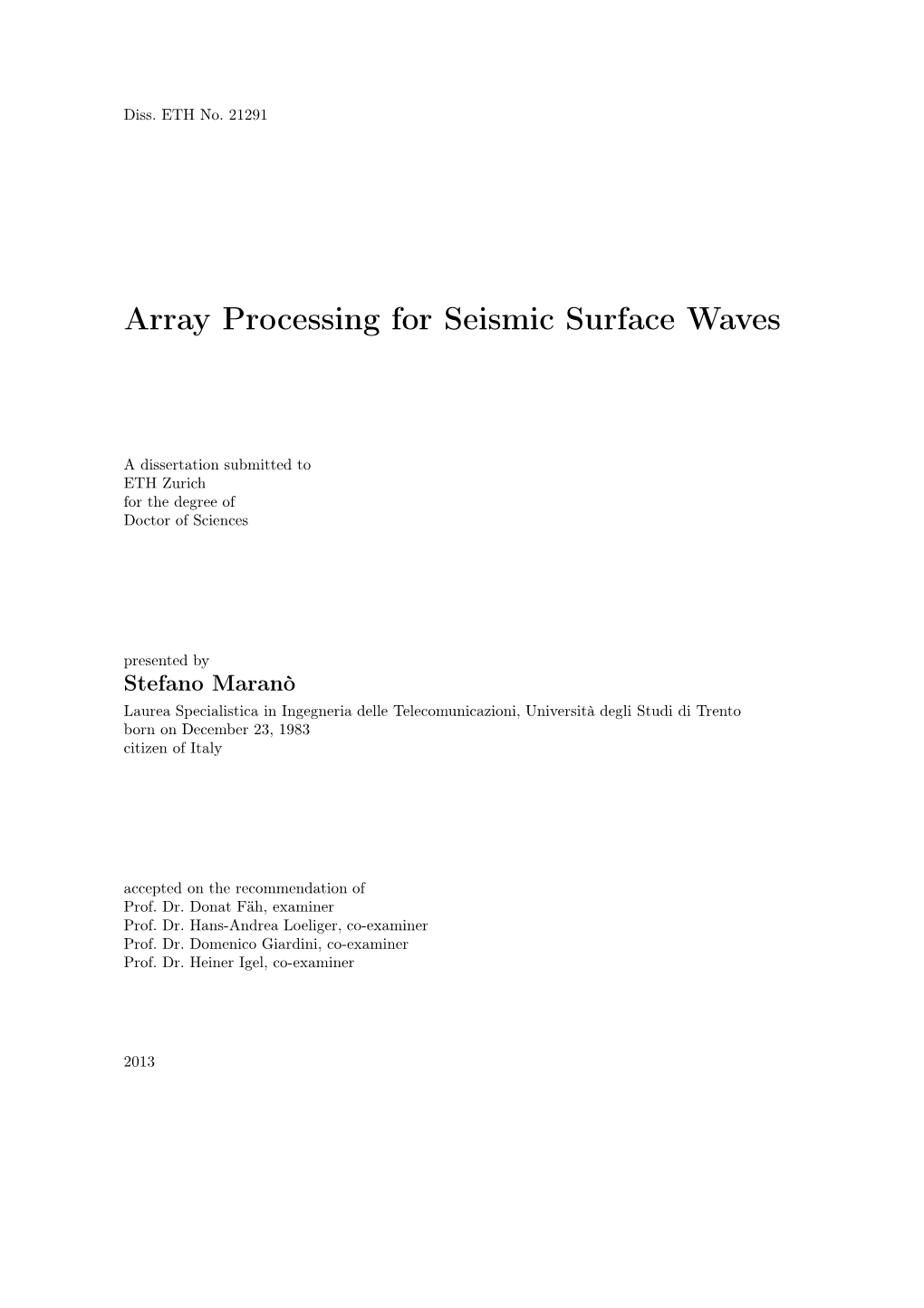 Array Processing for Seismic Surface Waves