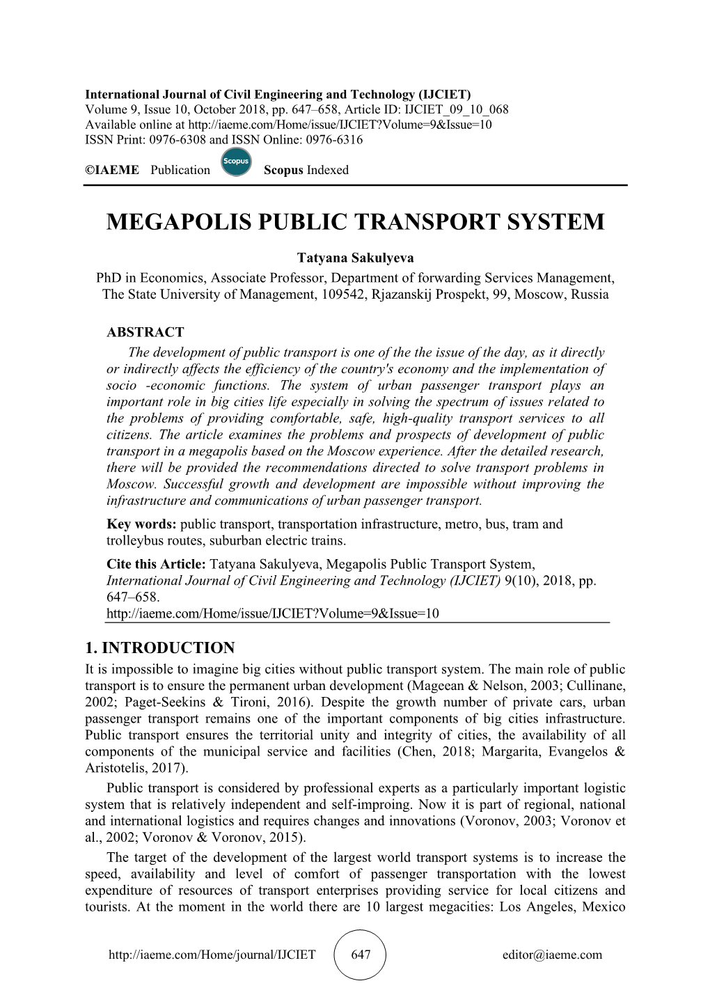 Megapolis Public Transport System