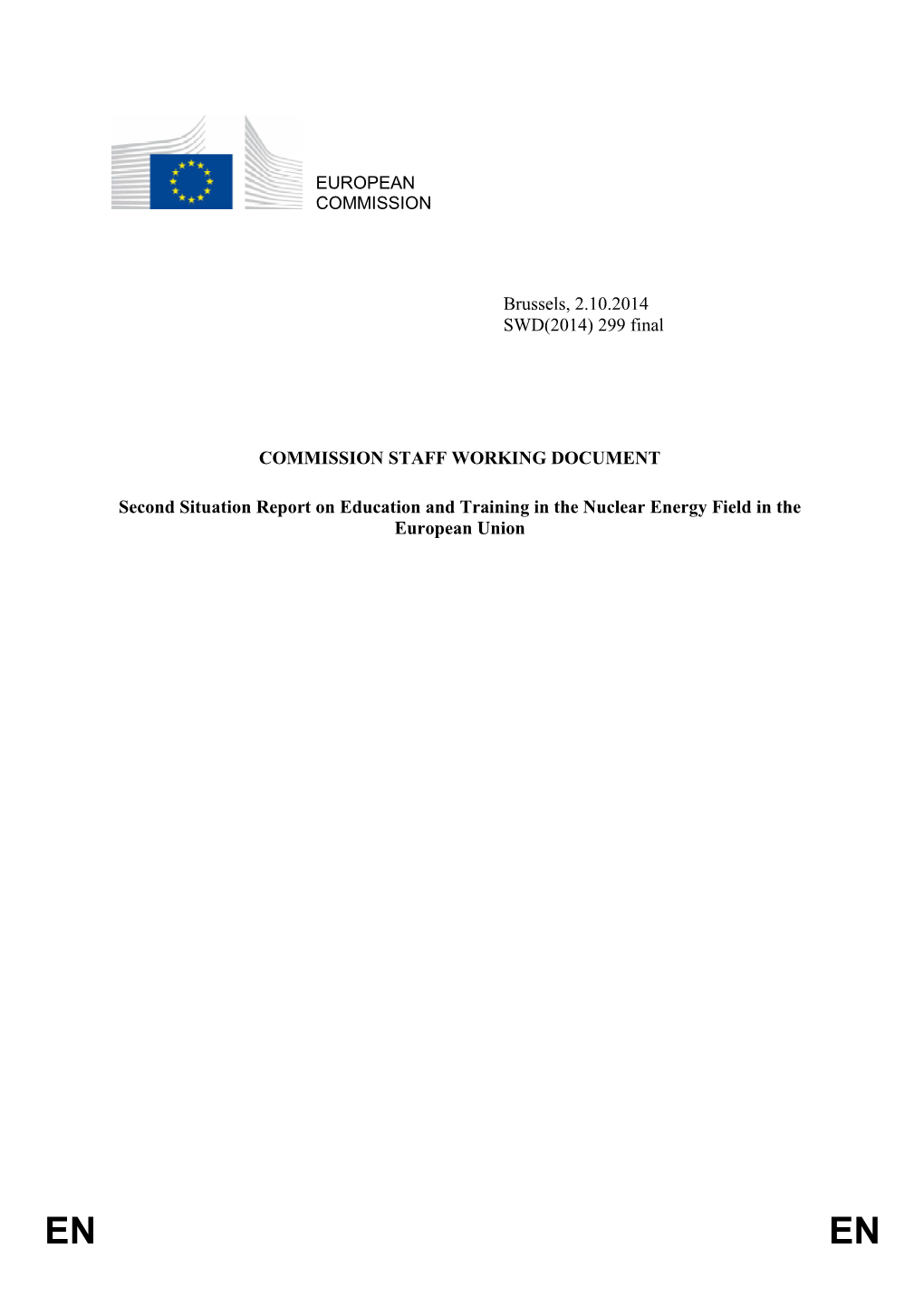 Second Situation Report on Education and Training in the Nuclear Energy Field in the European Union