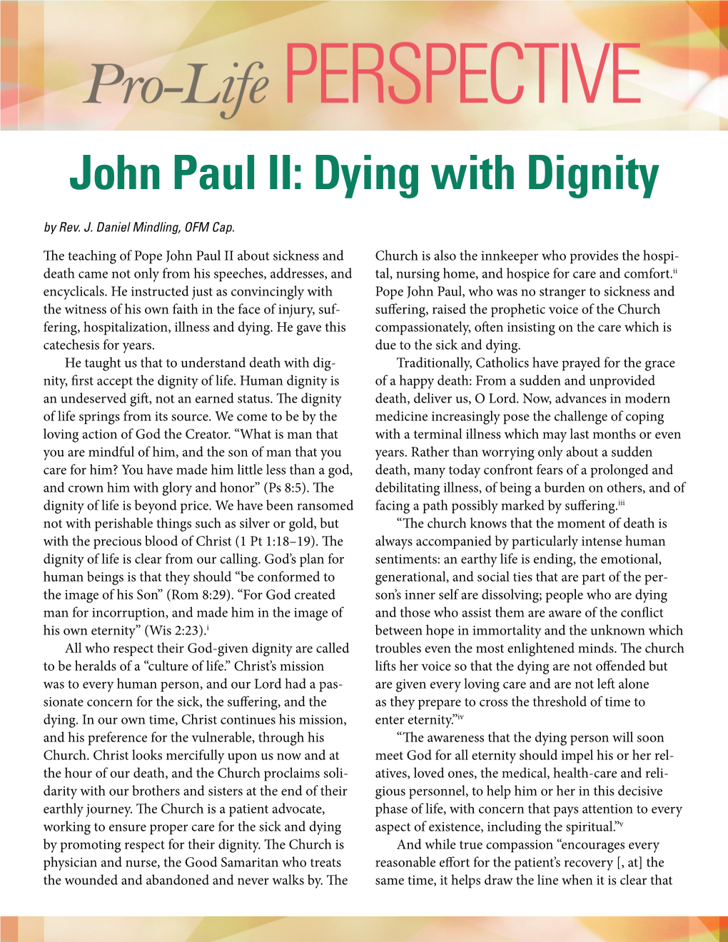 John Paul II: Dying with Dignity by Rev