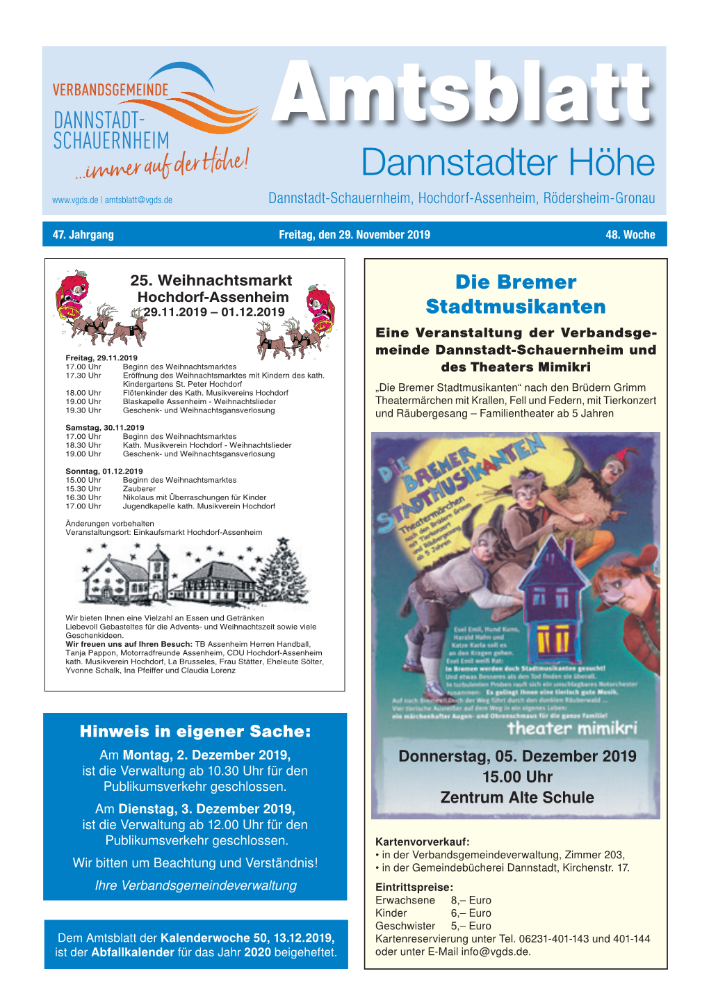 Amtsblatt Dannstadter Höhe | Amtsblatt@Vgds.De Dannstadt-Schauernheim, Hochdorf-Assenheim, Rödersheim-Gronau