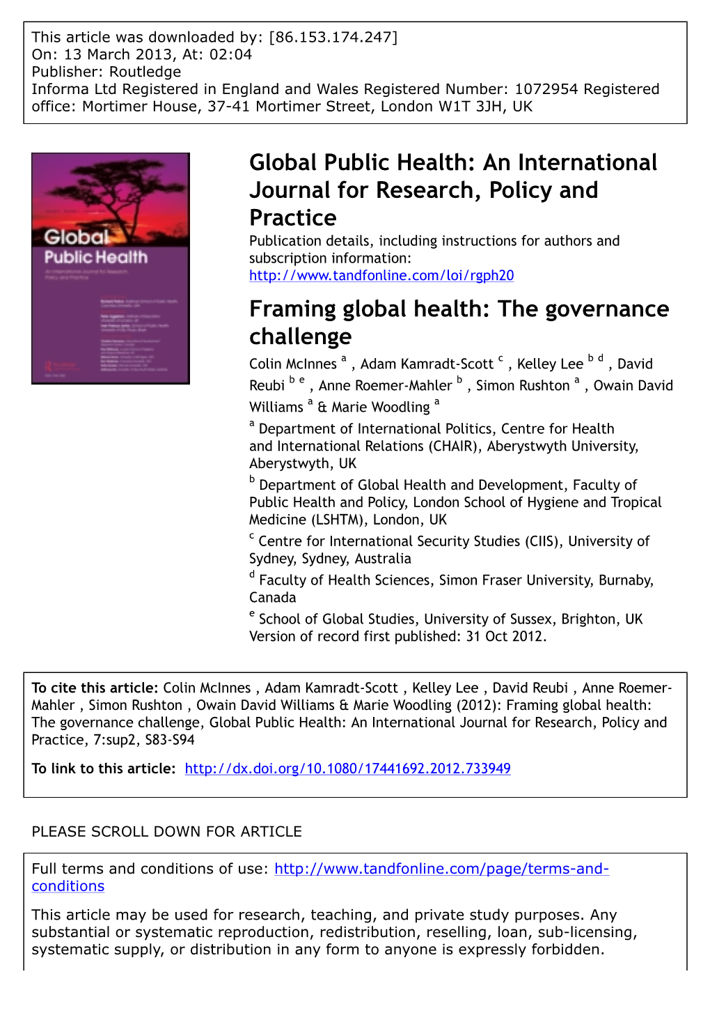Framing Global Health