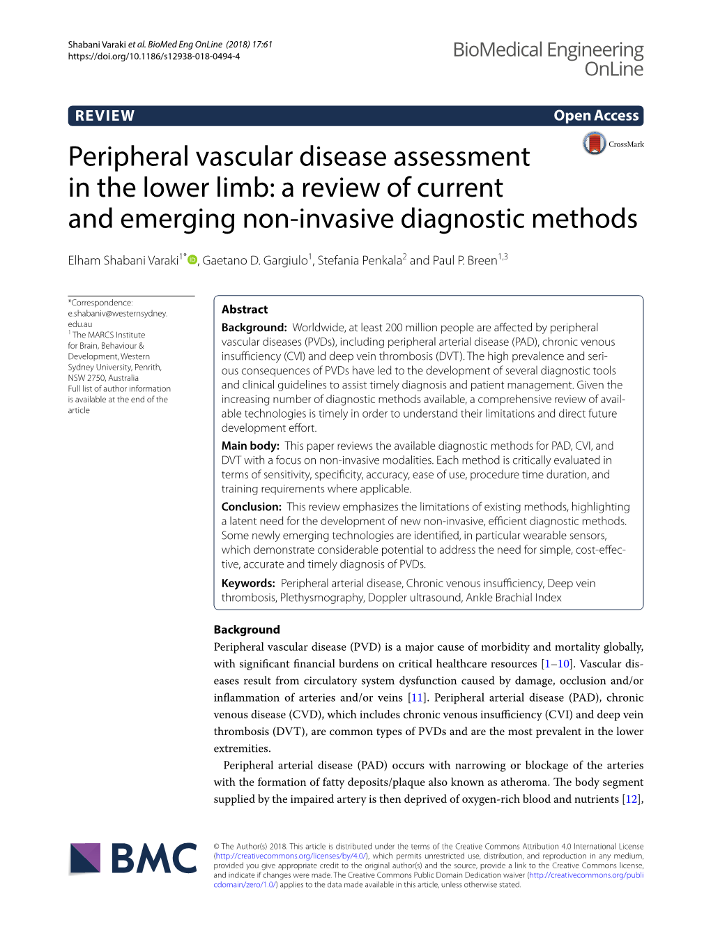 Peripheral Vascular Disease Assessment in the Lower Limb: a Review of Current and Emerging Non‑Invasive Diagnostic Methods