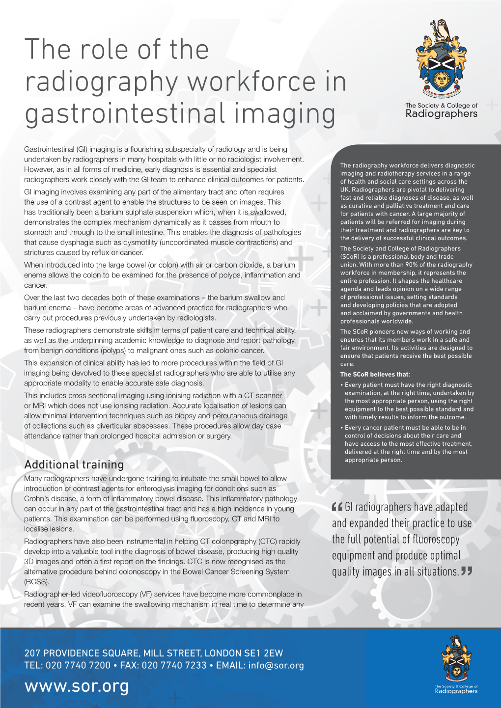 The Role of the Radiography Workforce in Gastrointestinal Imaging