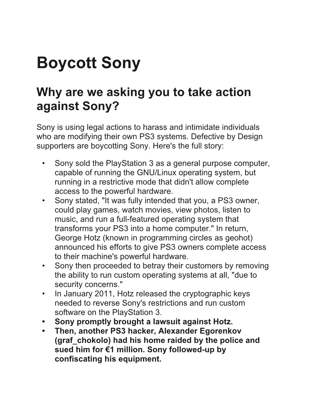 Boycott Sony