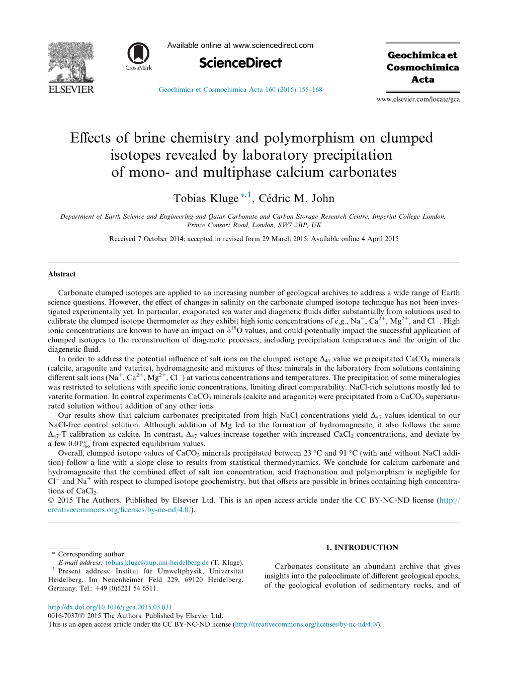 Effects of Brine Chemistry and Polymorphism on Clumped Isotopes