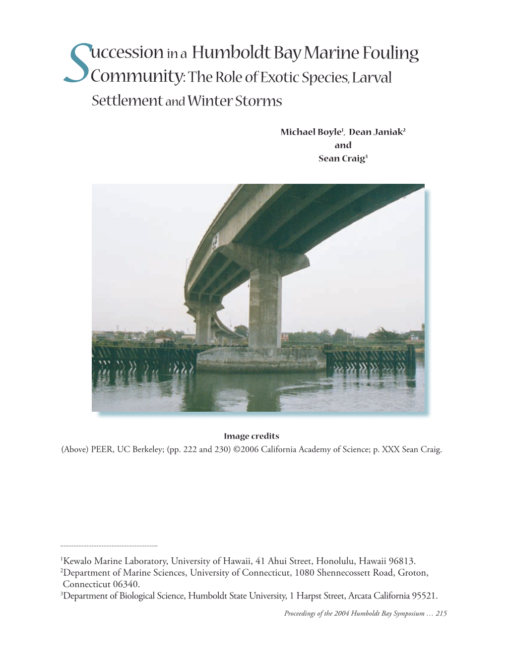 Succession in a Humboldt Bay Marine Fouling