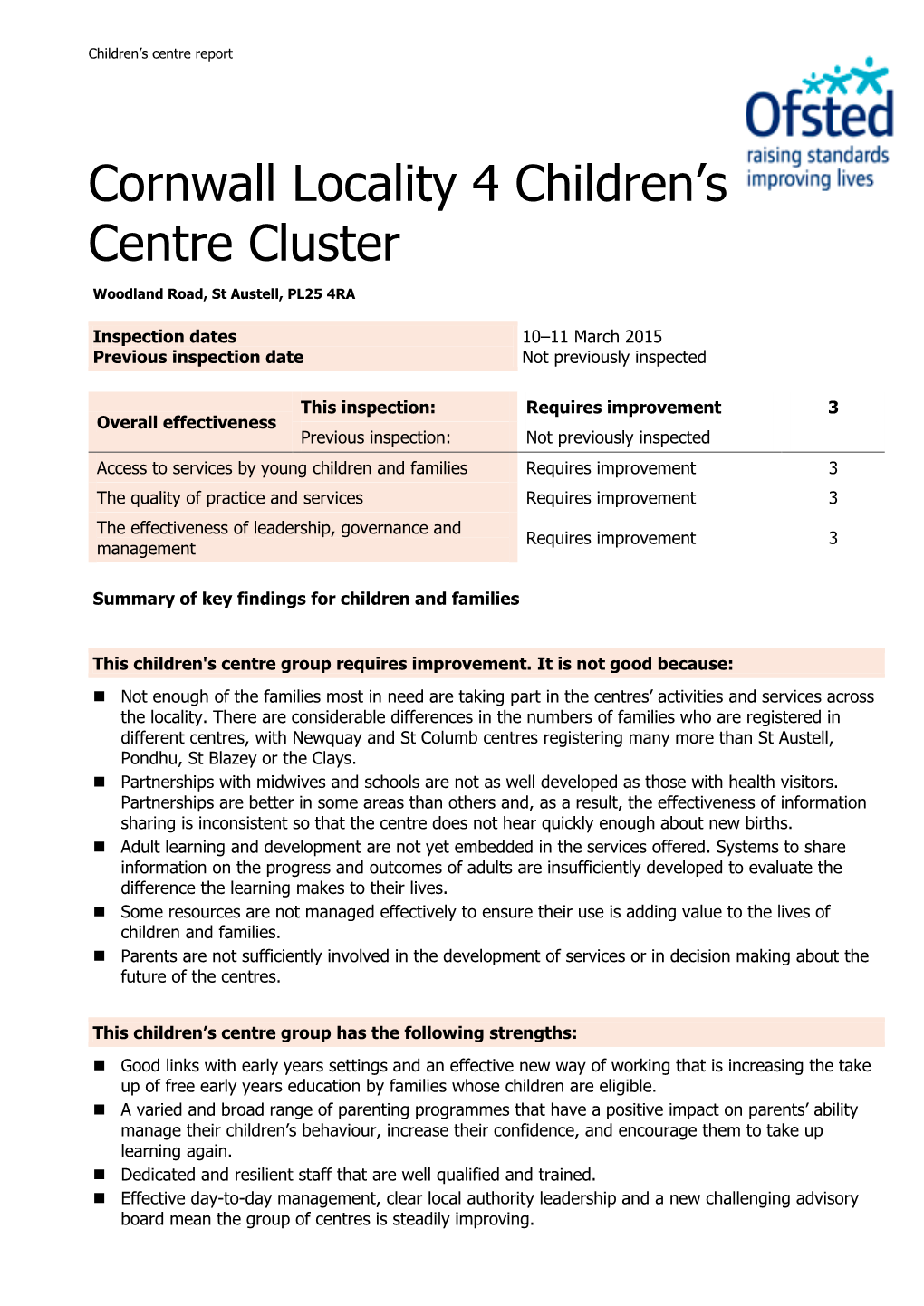 Cornwall Locality 4 Children's Centre Cluster