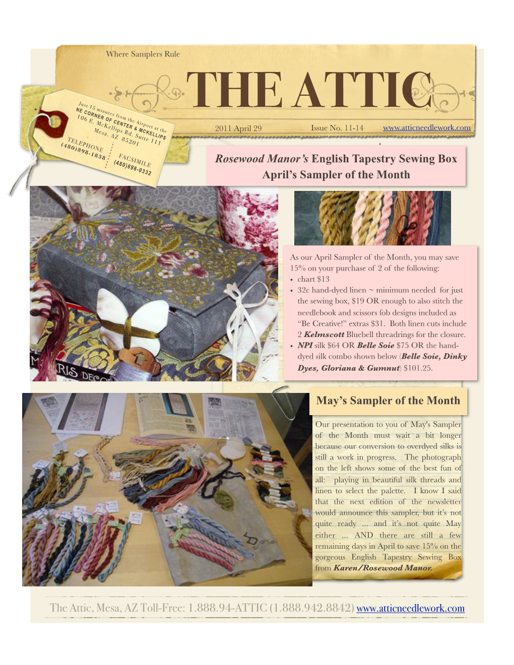 Attic Sampler Newsletter 04292011