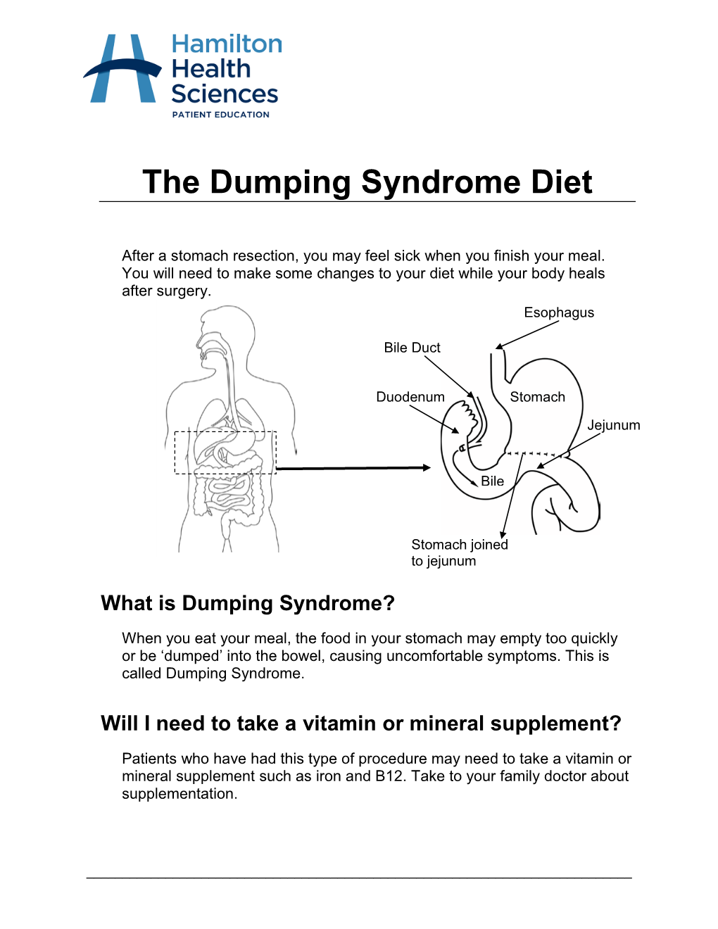 Dumping Syndrome Diet