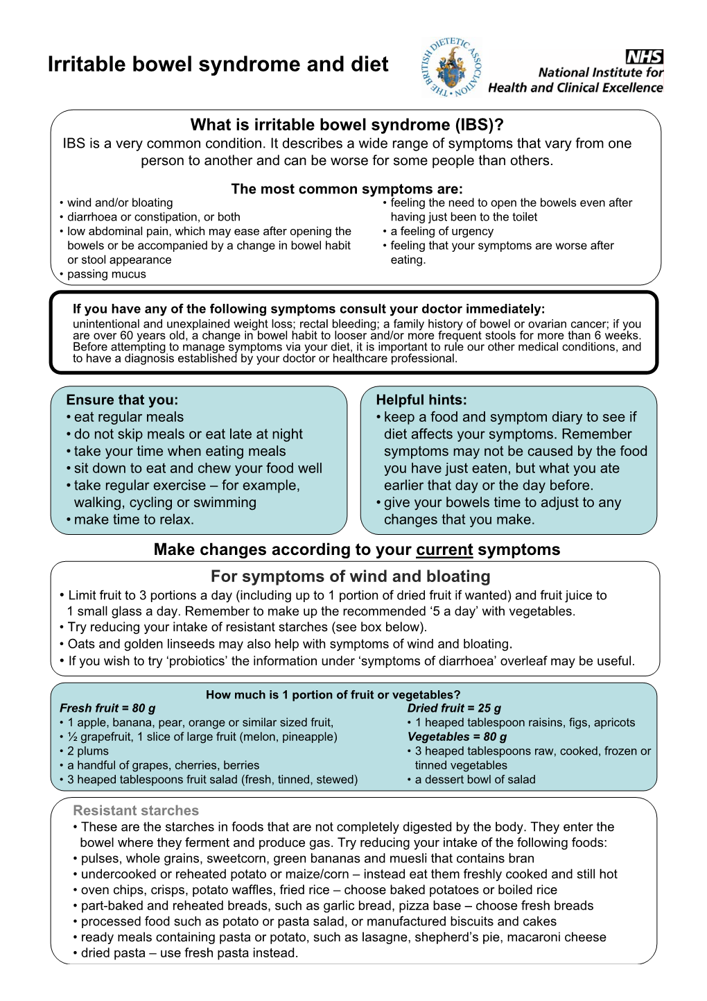 Irritable Bowel Syndrome and Diet