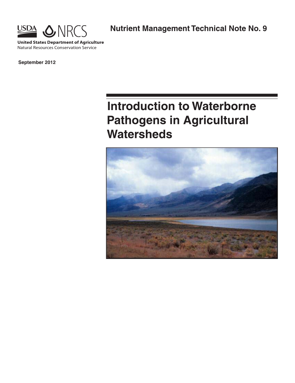 Introduction to Waterborne Pathogens in Agricultural Watersheds September 2012