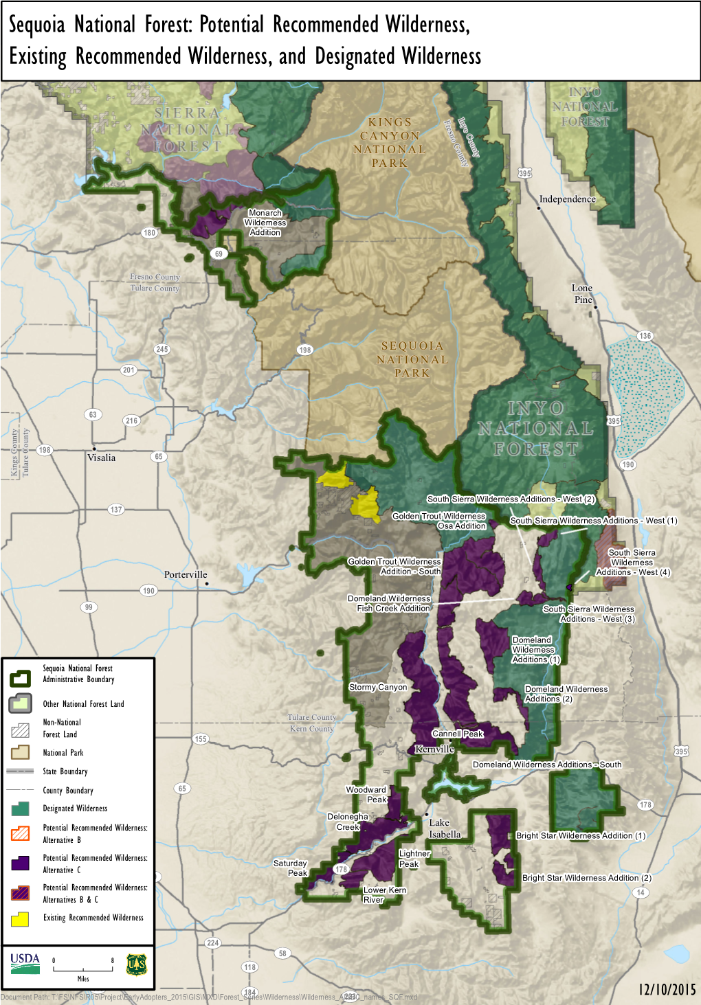 Designated, Recommended and Potential Recommended Wilderness by Alternative