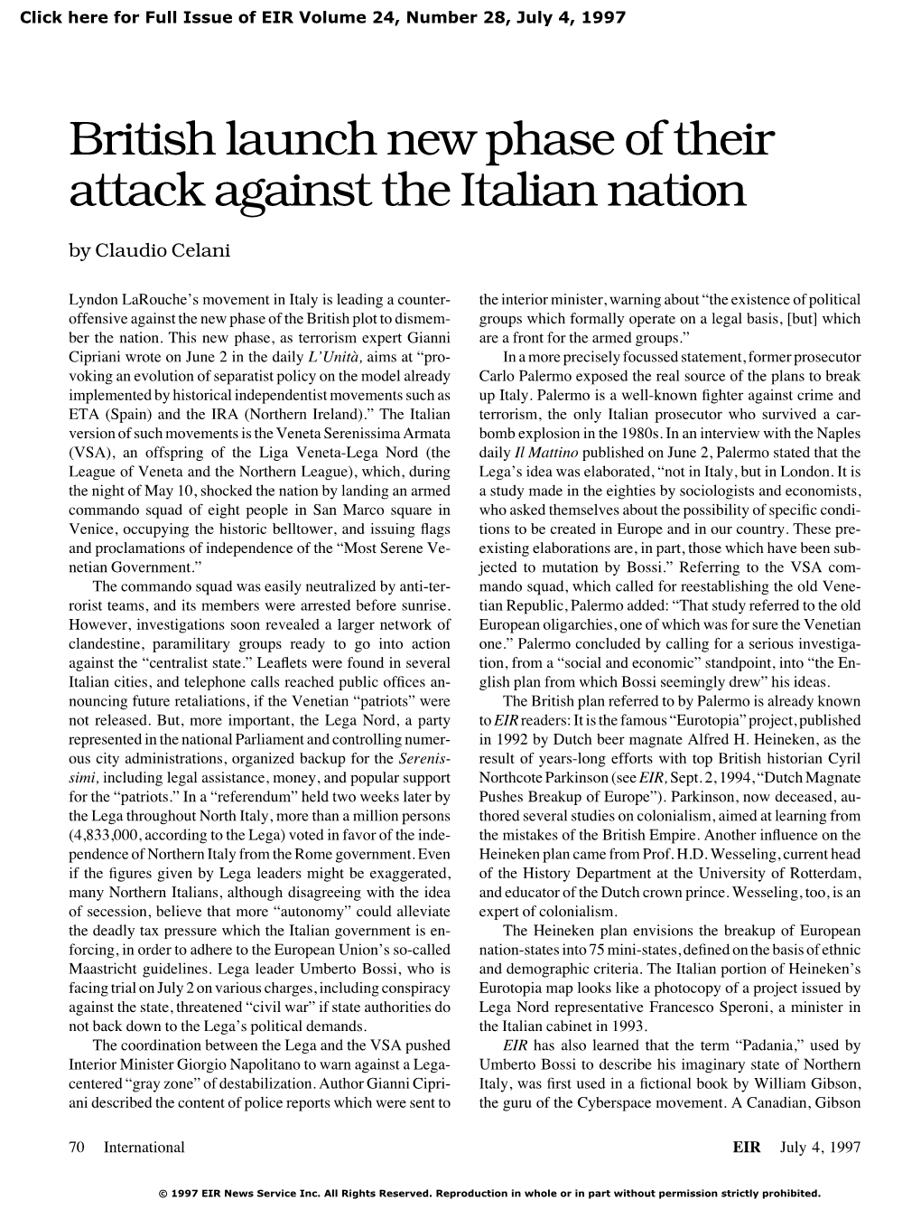 British Launch New Phase of Their Attack Against the Italian Nation
