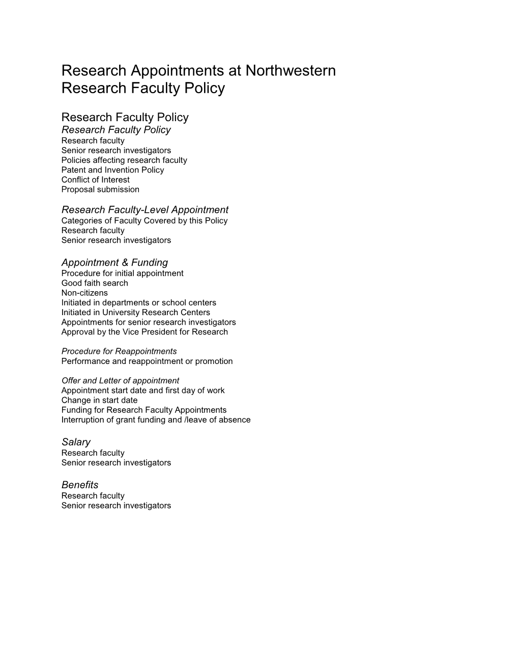 Research Faculty Appointments Policy