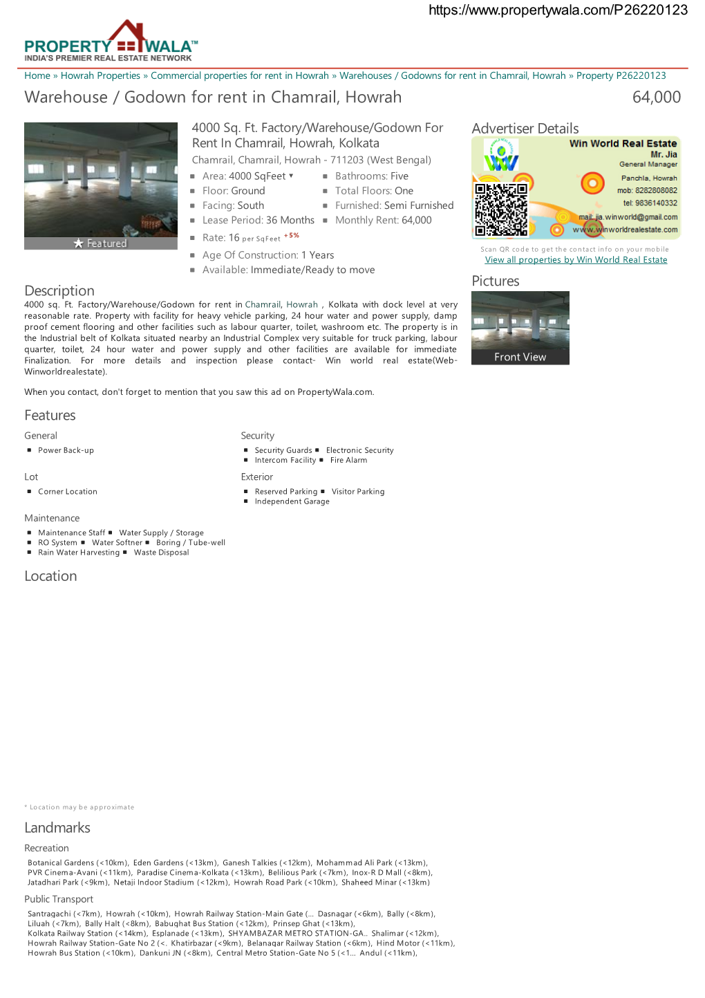 Warehouse / Godown for Rent in Chamrail, Howrah (P26220123