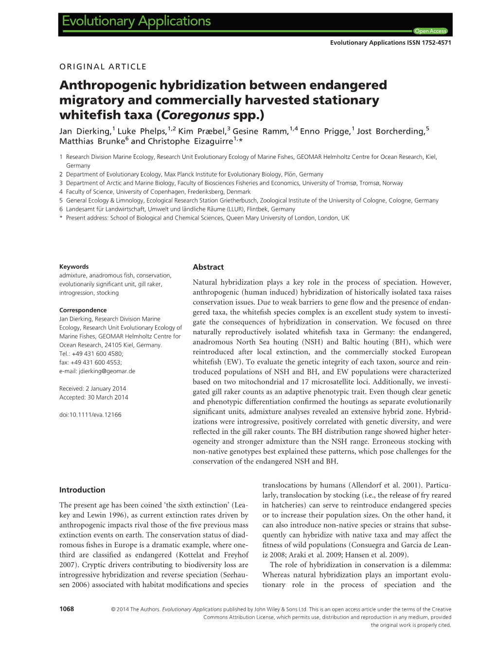 Anthropogenic Hybridization Between Endangered