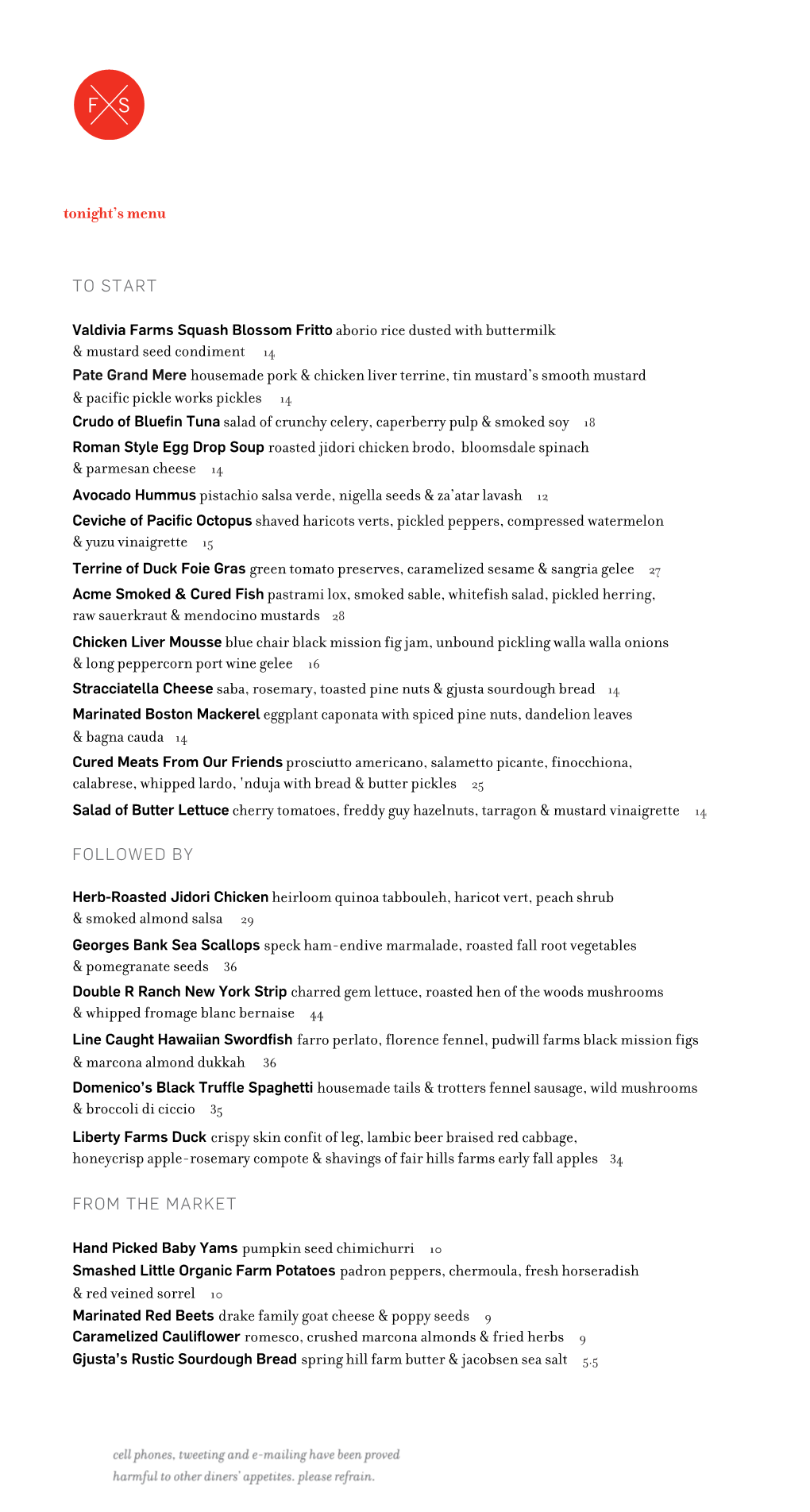 Tonight's Menu to START & Mustard Seed Condiment 14 Pate Grand