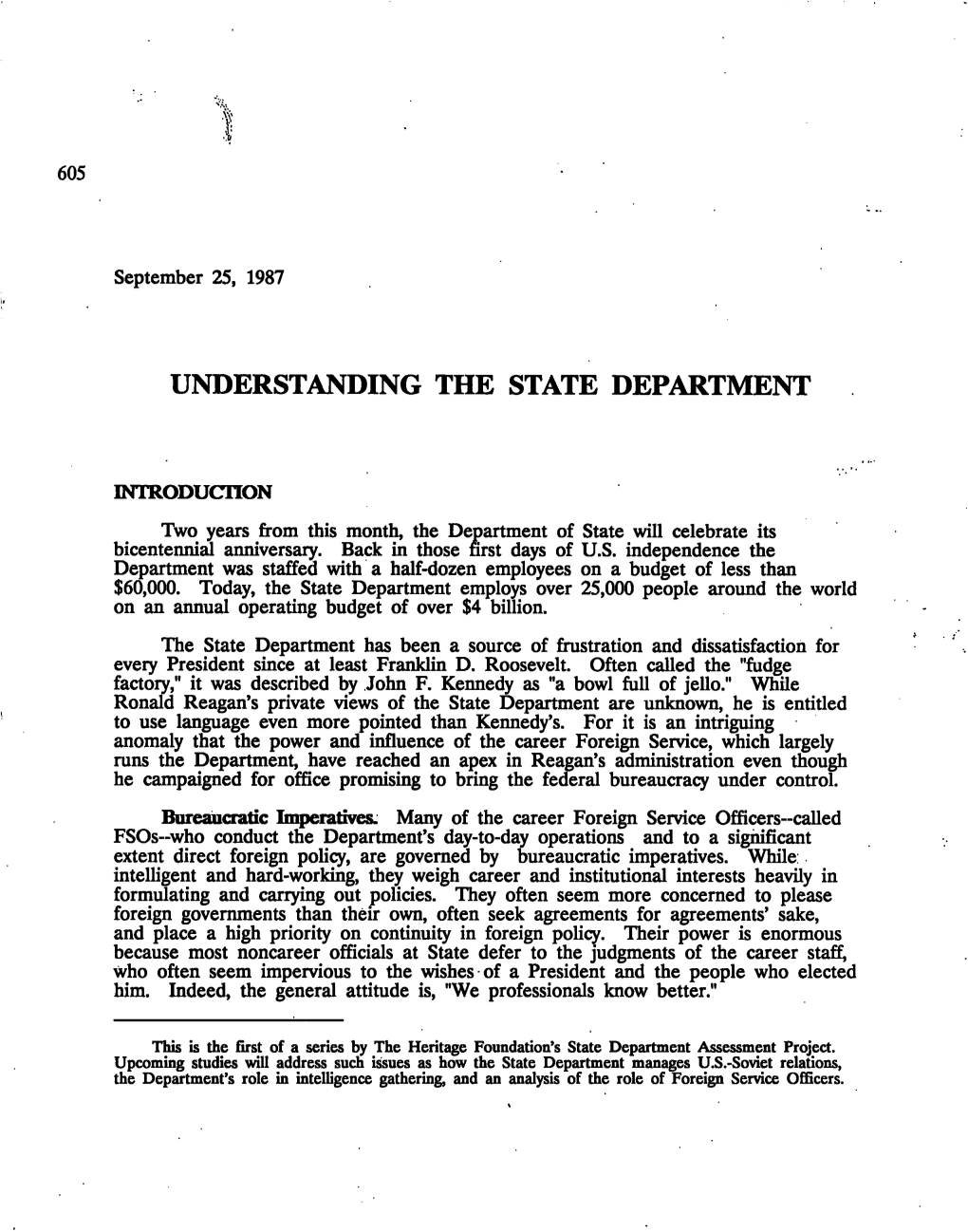 Understanding the State Department