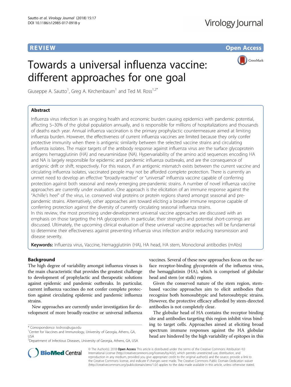 Towards a Universal Influenza Vaccine: Different Approaches for One Goal Giuseppe A