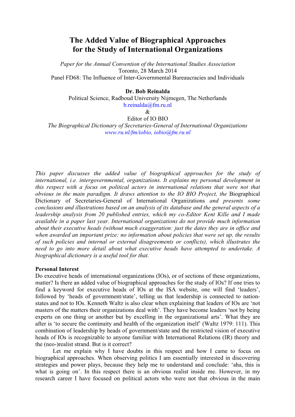 Bob Reinalda ISA2014 Paper 14Mar14