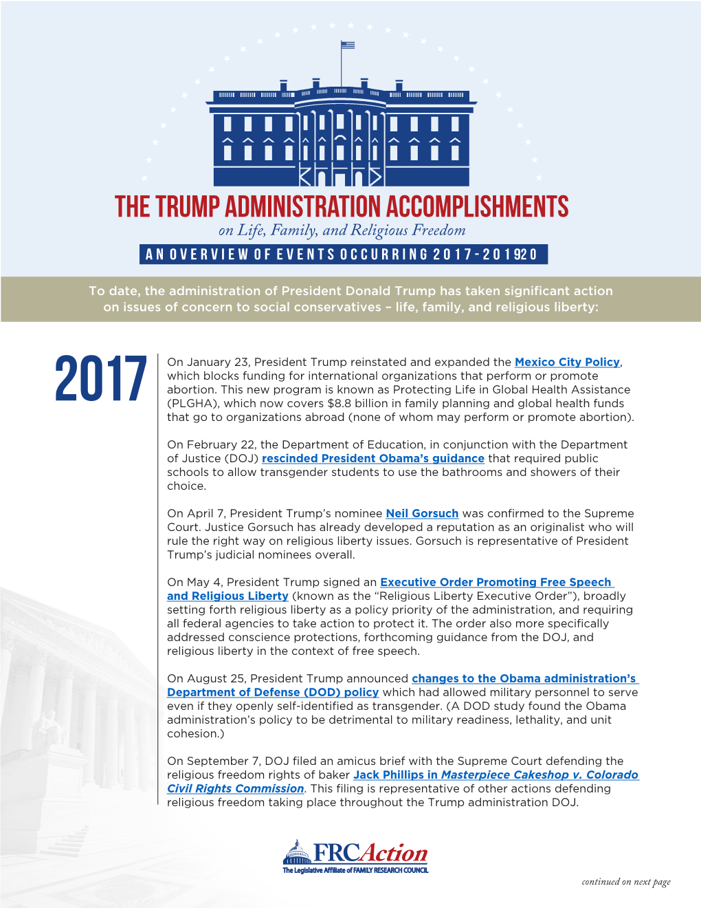 The TRUMP ADMINISTRATION ACCOMPLISHMENTS