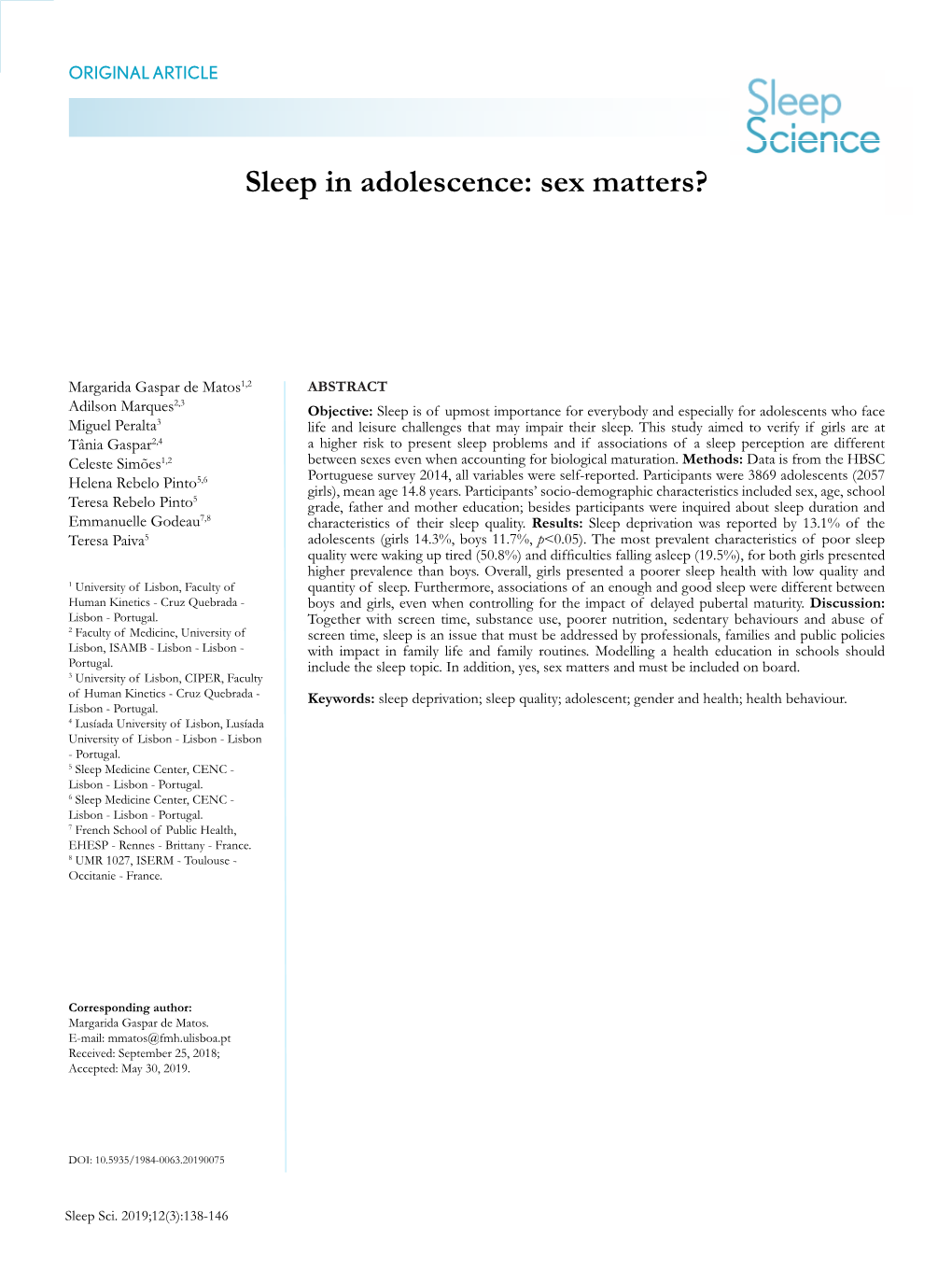 Sleep in Adolescence: Sex Matters?