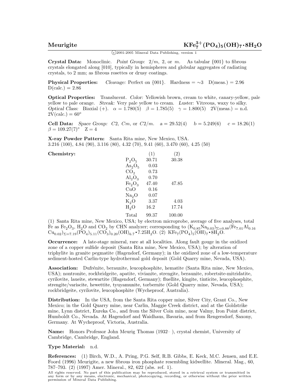 Meurigite Kfe (PO4)