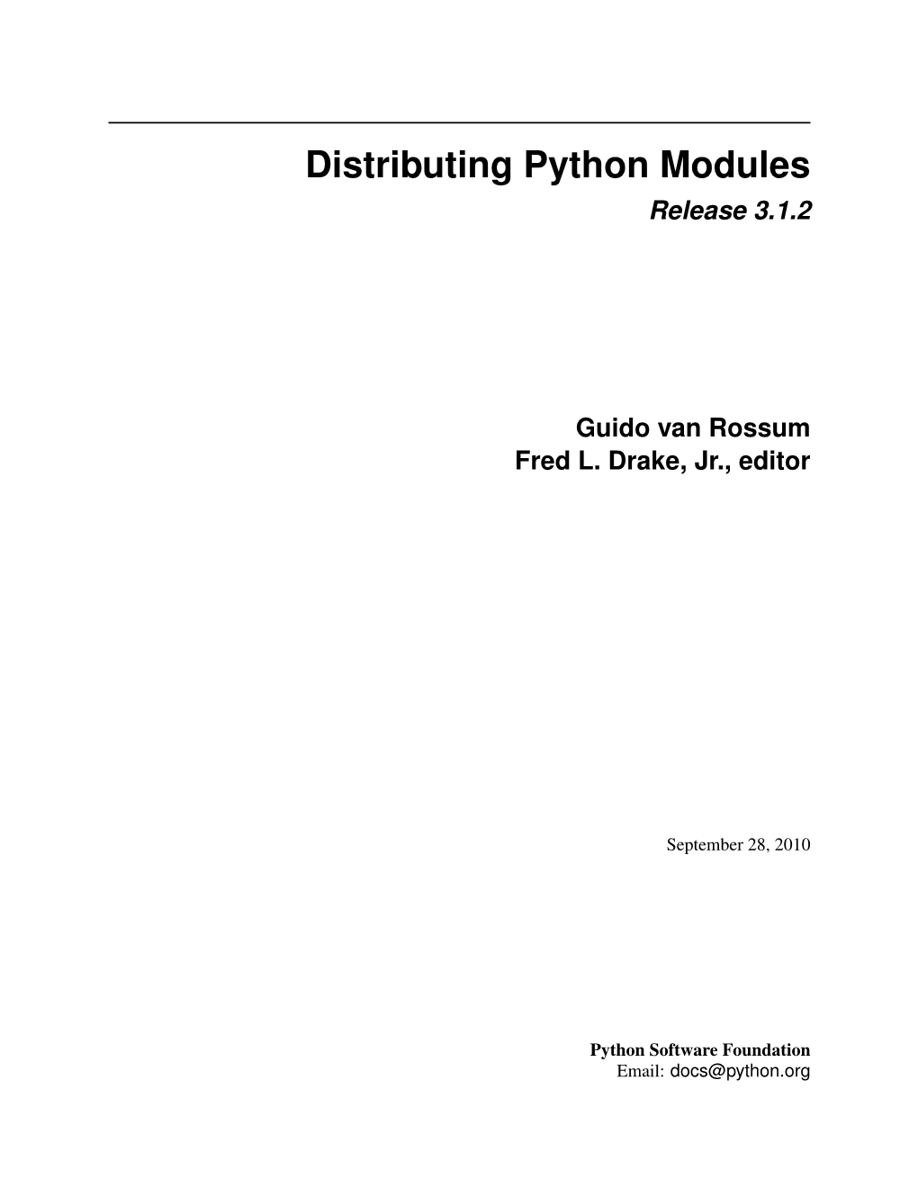 Distributing Python Modules Release 3.1.2