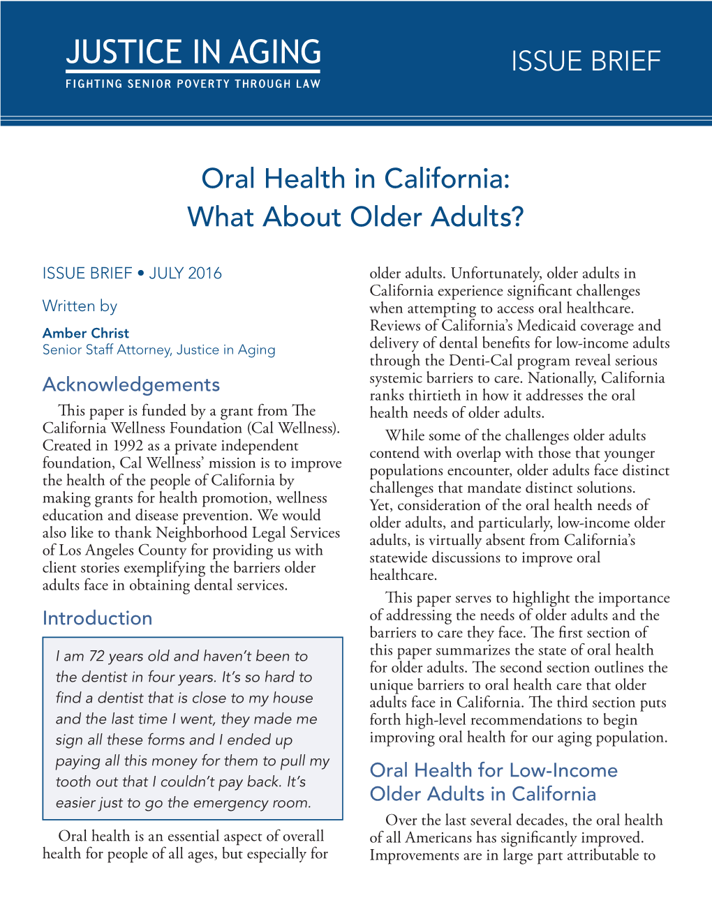 Oral Health in California: What About Older Adults?