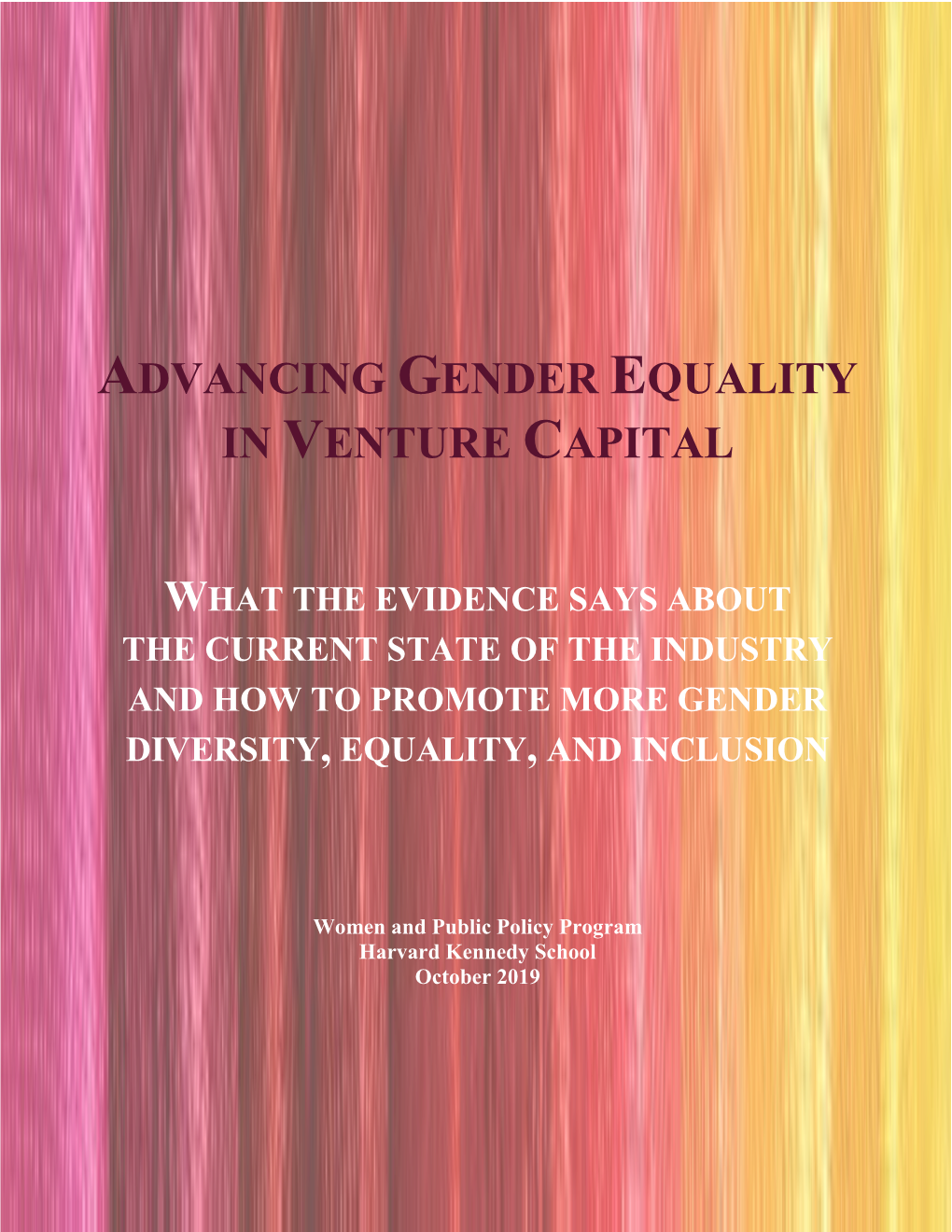Advancing Gender Equality in Venture Capital