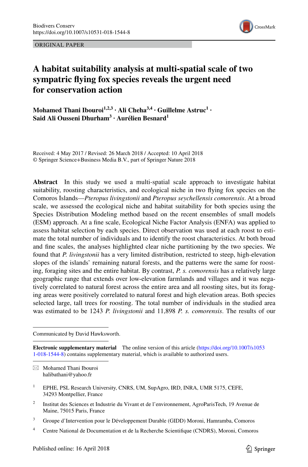 A Habitat Suitability Analysis at Multi-Spatial Scale of Two Sympatric