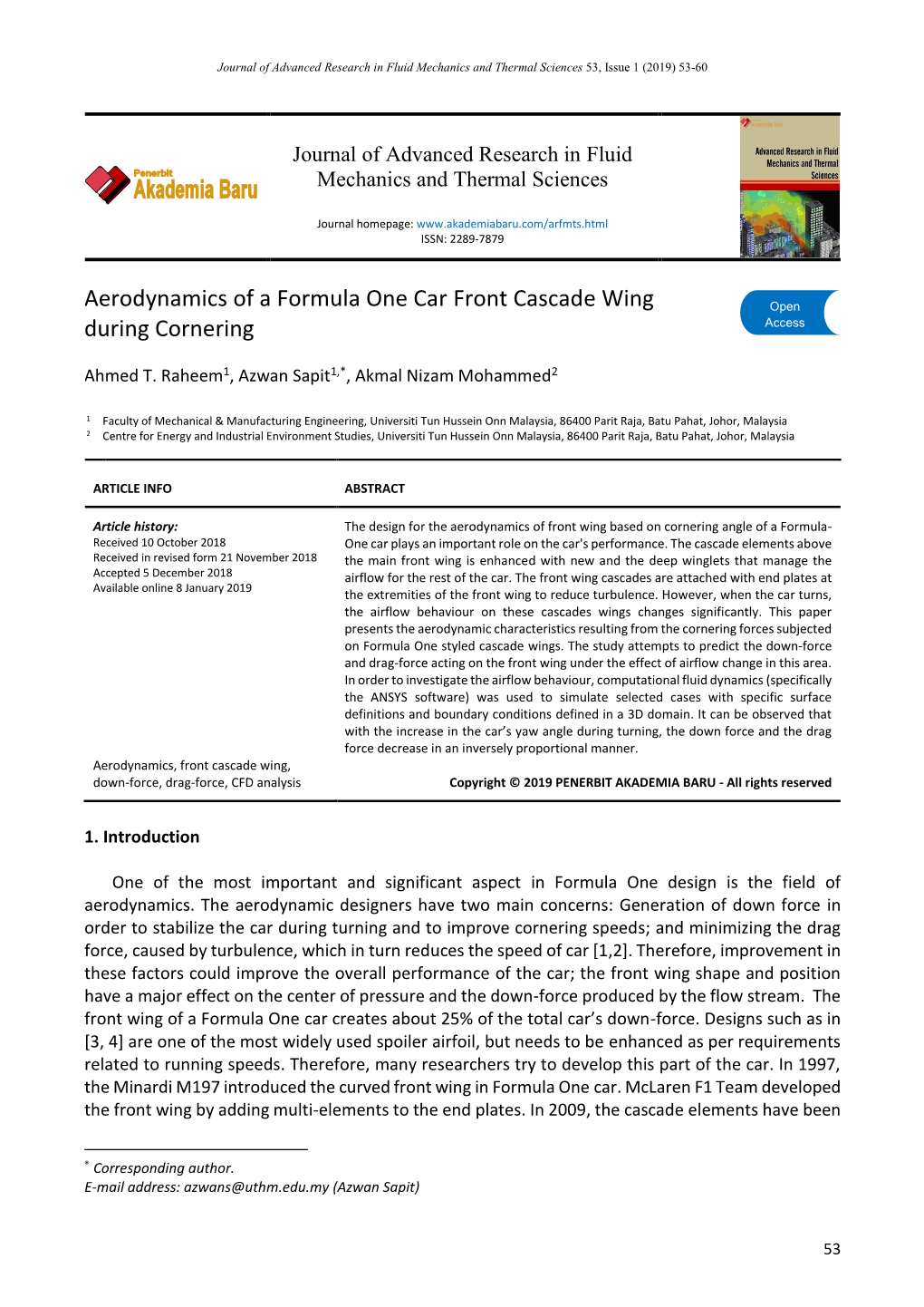 The Aerodynamics of a Formula One Car Front Cascade Wing During