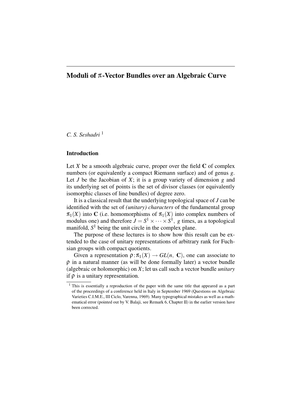 Moduli of Π-Vector Bundles Over an Algebraic Curve