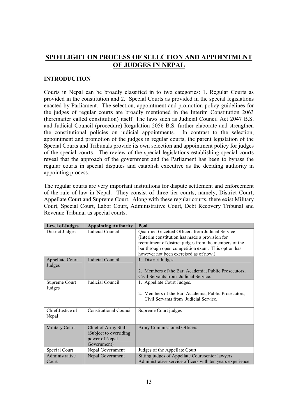 Appointment of Judges and Their Independence