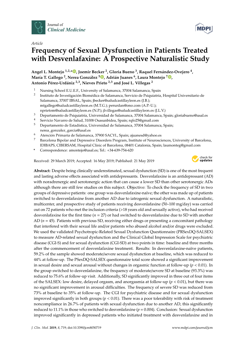 Frequency of Sexual Dysfunction in Patients Treated with Desvenlafaxine: a Prospective Naturalistic Study