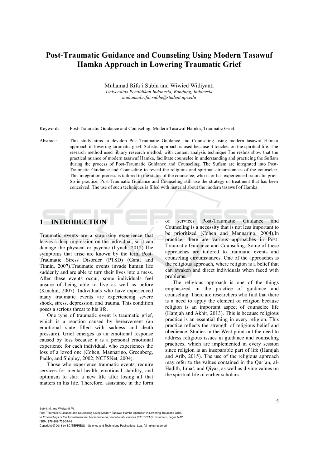 Post-Traumatic Guidance and Counseling Using Modern Tasawuf Hamka Approach in Lowering Traumatic Grief