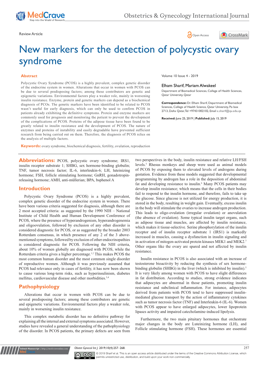 New Markers for the Detection of Polycystic Ovary Syndrome