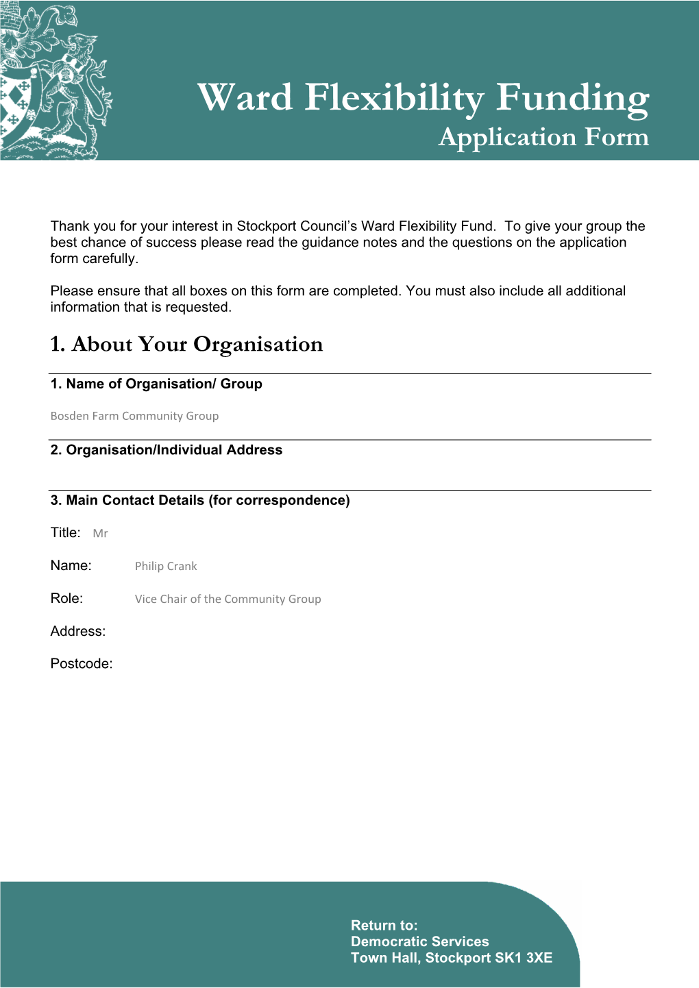 Ward Flexibility Funding Application Form