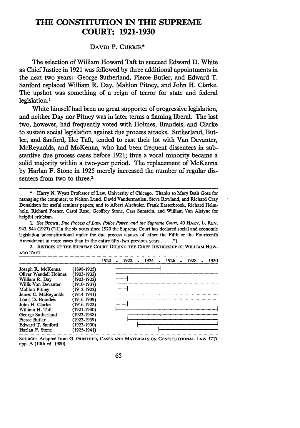 The Constitution in the Supreme Court: 1921-1930