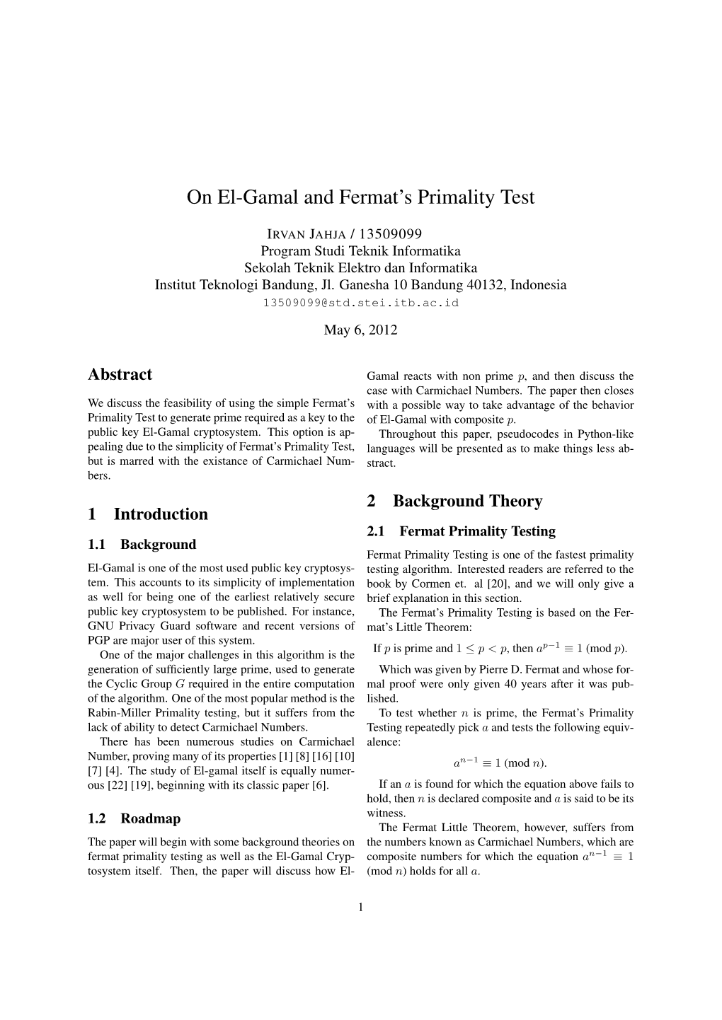 On El-Gamal and Fermat's Primality Test