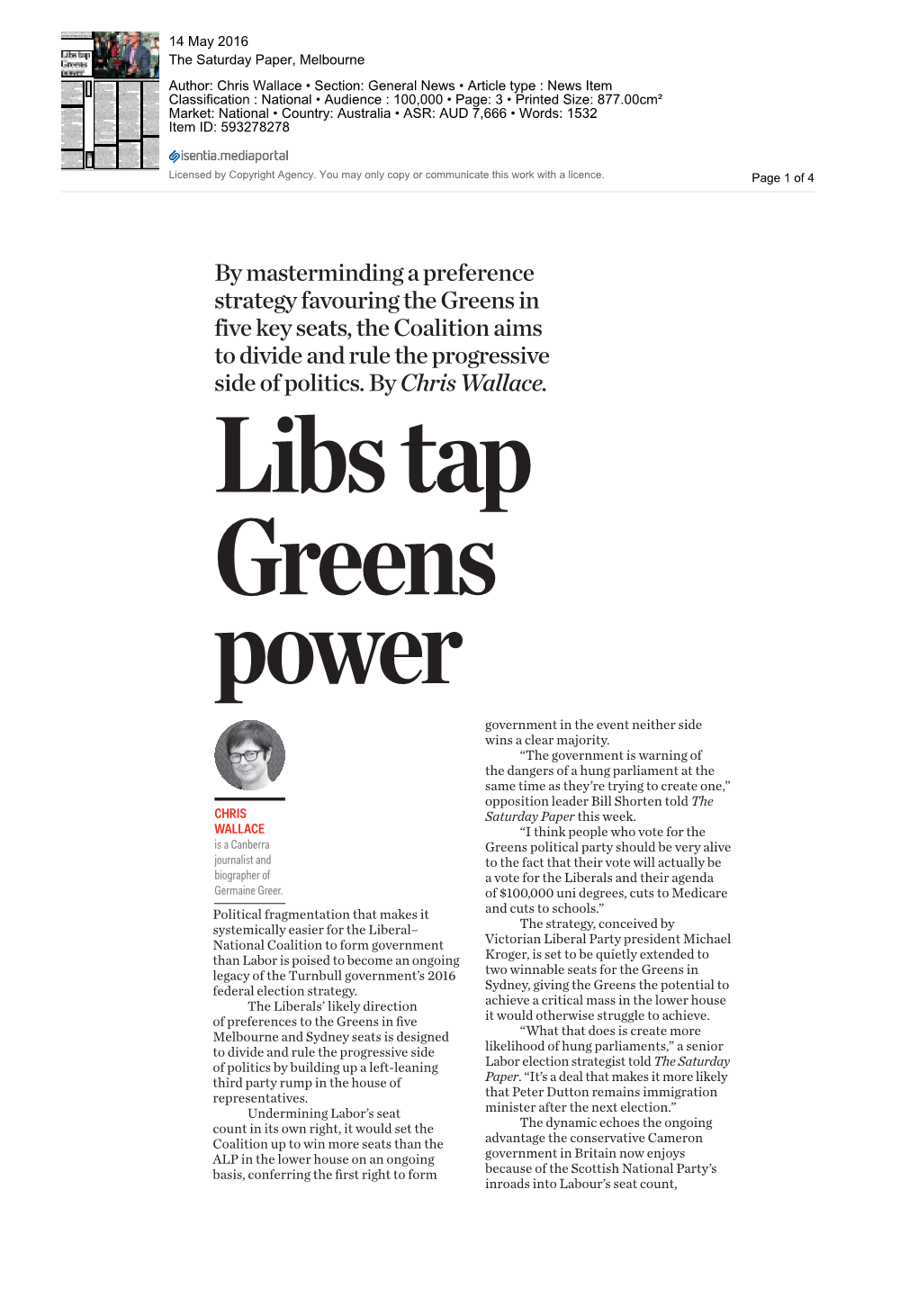 By Masterminding a Preference Strategy Favouring the Greens in Five Key Seats, the Coalition Aims to Divide and Rule the Progressive Side of Politics