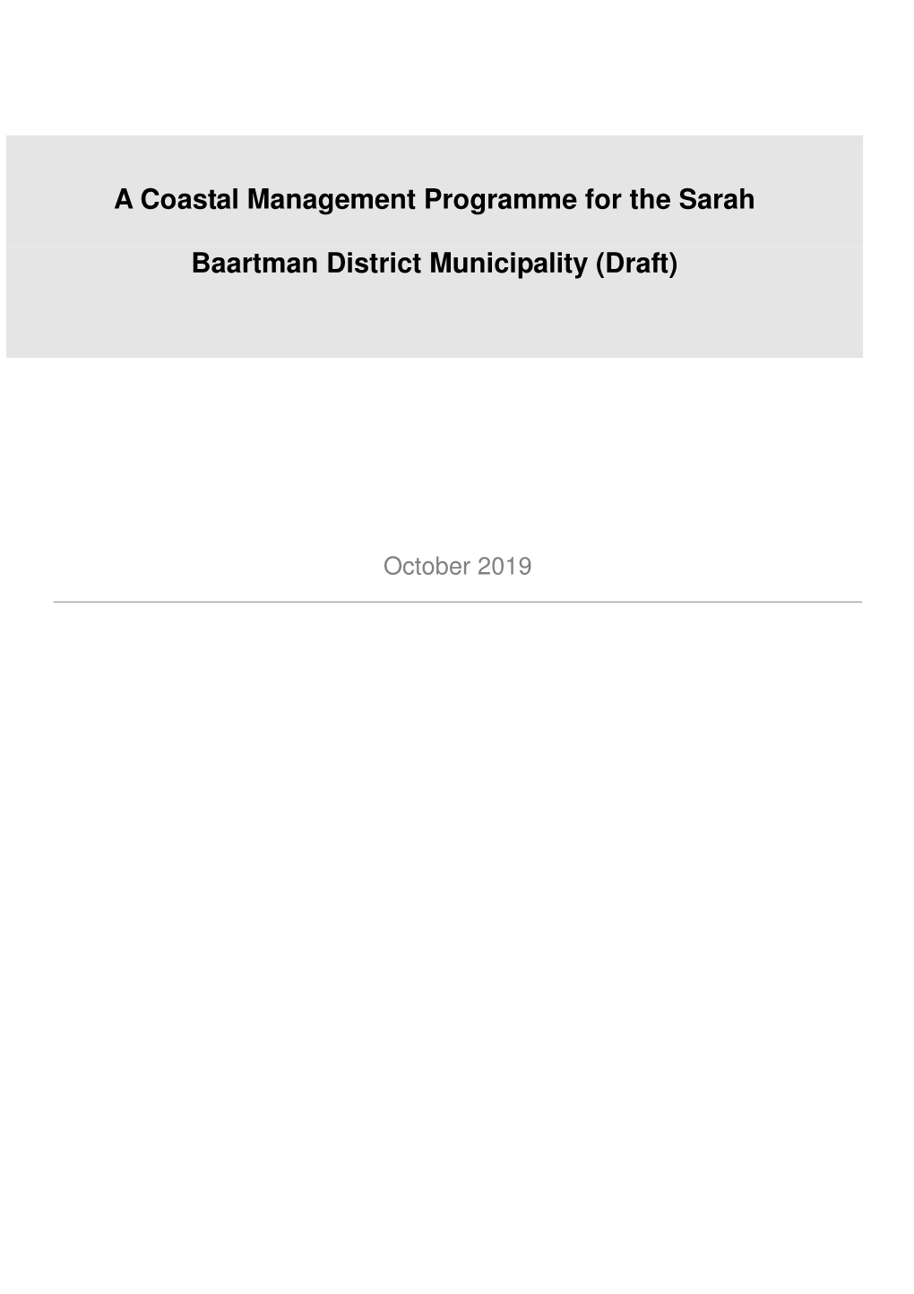 Sarah Baartman District Municipality Coastal Management Programme