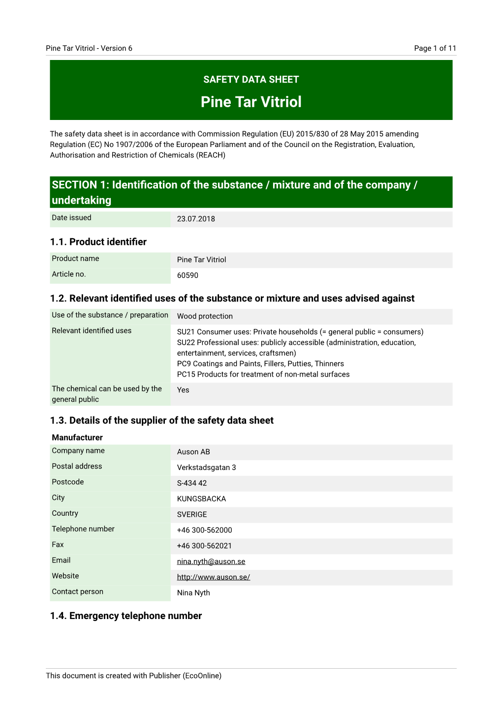 Pine Tar Vitriol - Version 6 Page 1 of 11