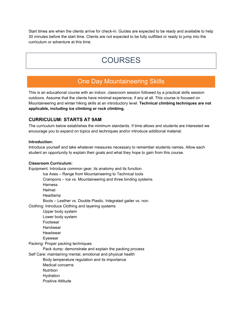 Course Curriculums