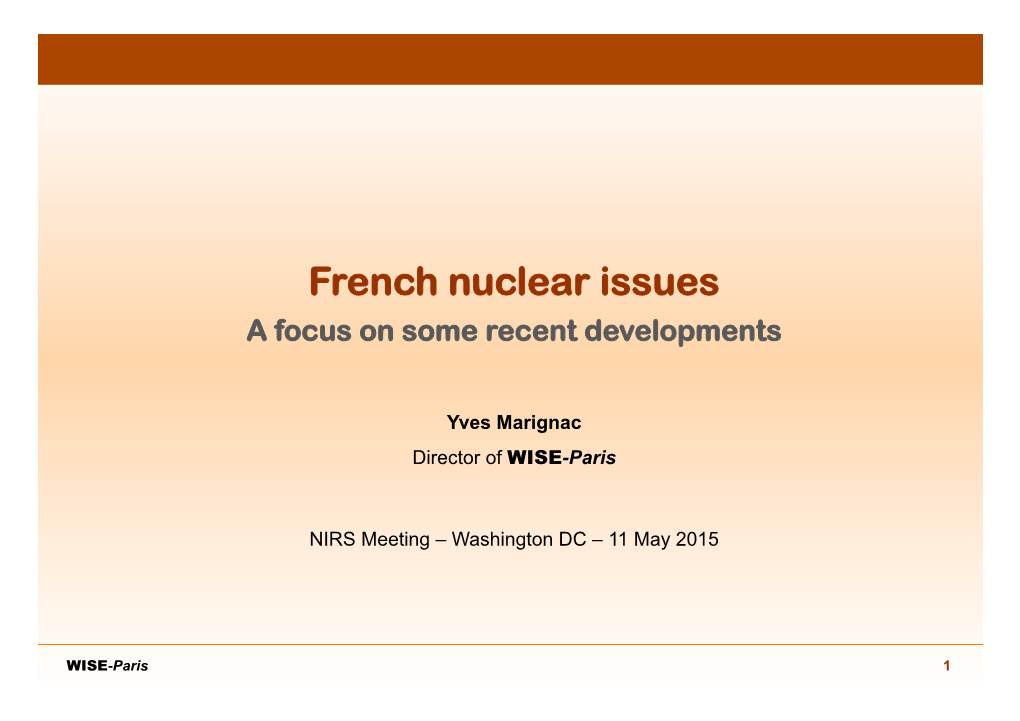 Nuclear Industry EDF’S Economic Situation Areva’S Economic Situation Industrial Perspectives