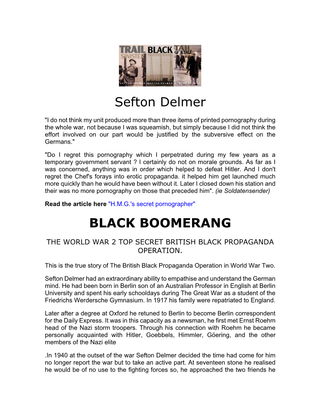 Sefton Delmer BLACK BOOMERANG