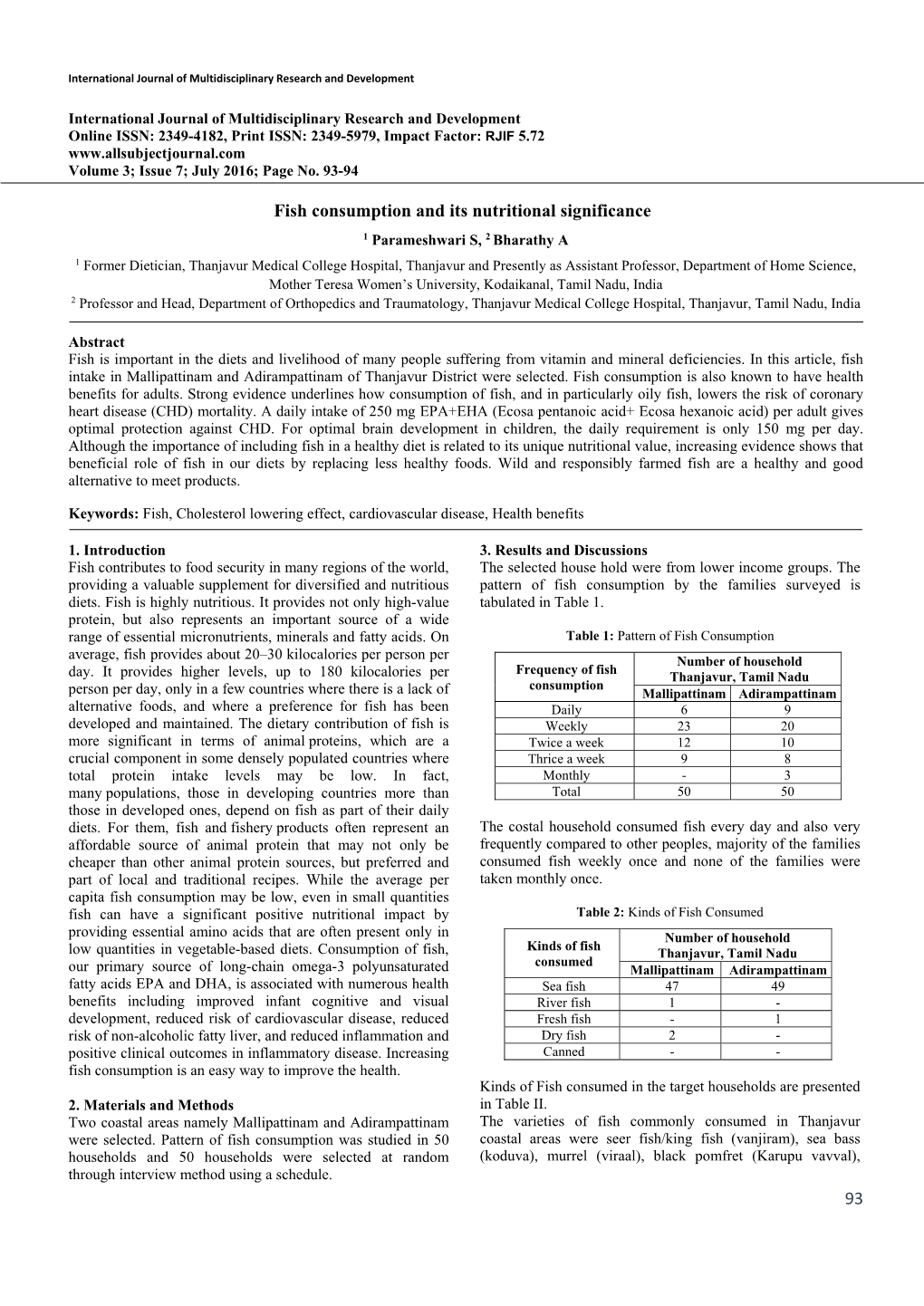 93 Fish Consumption and Its Nutritional Significance