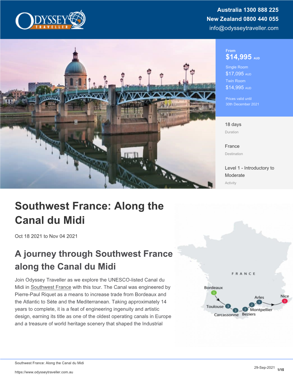 Southwest France Canal Tour | Small Group Tour | Odyssey Traveller