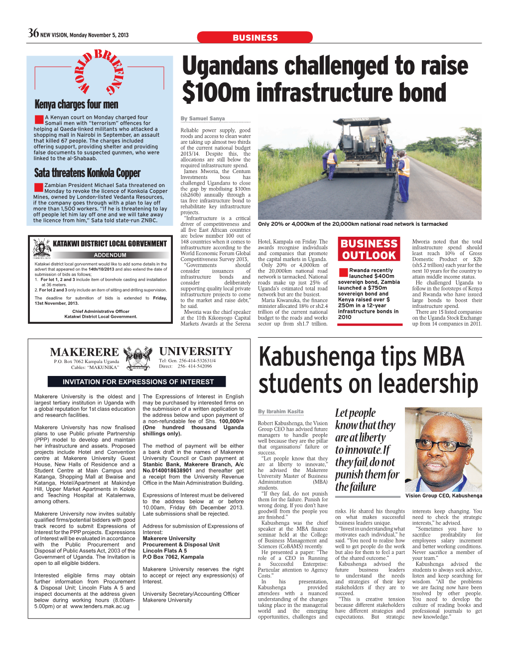 Ugandans Challenged to Raise $100M Infrastructure Bond